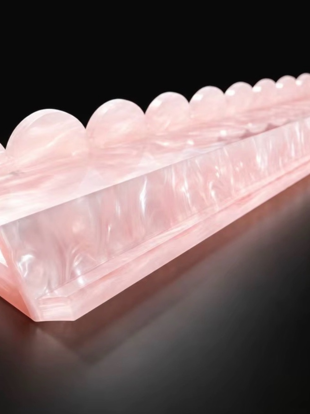 Rose Quartz Pink Scalloped Magnetic Acrylic Mahjong Racks- 20 inches, set of 4